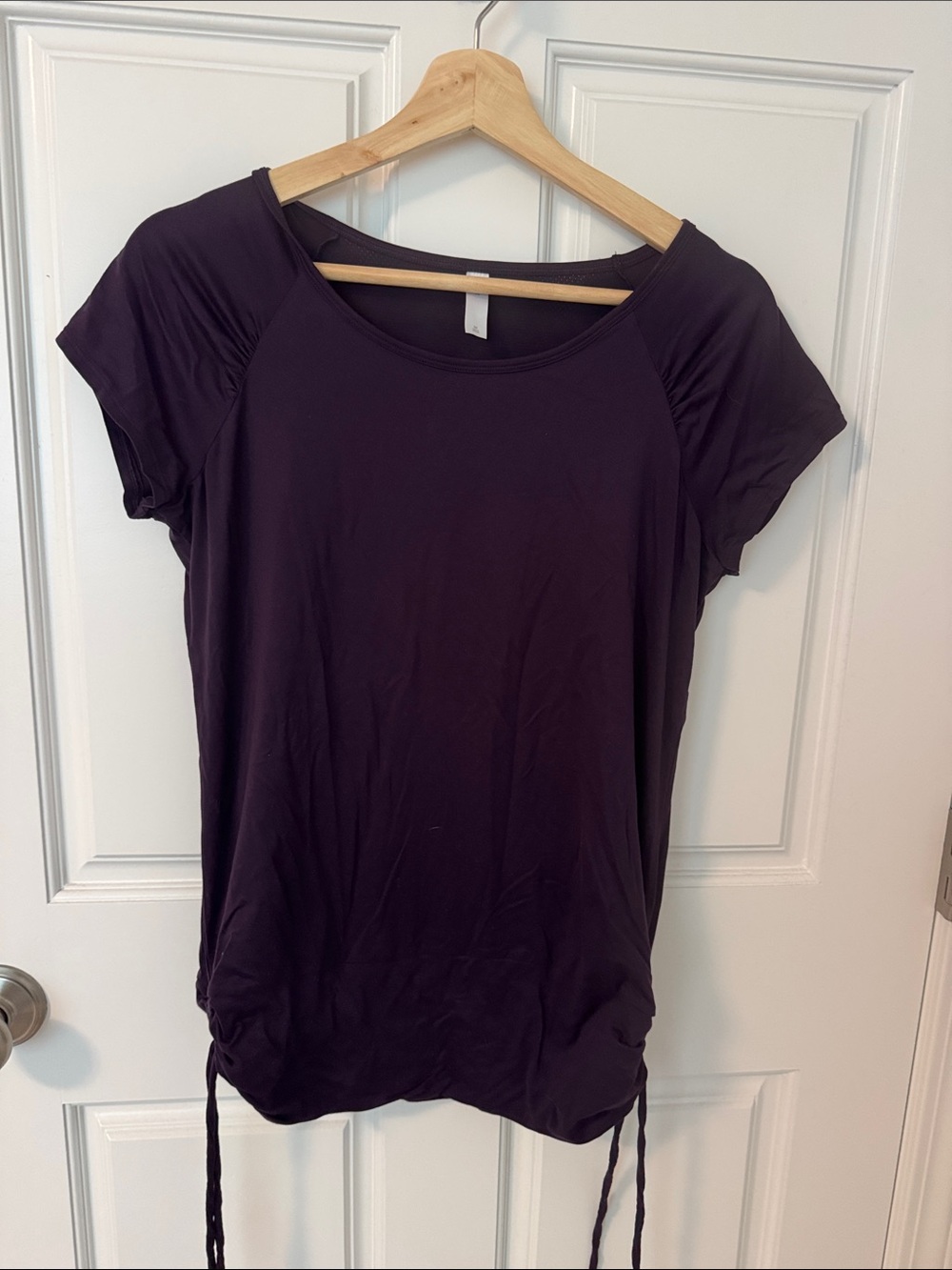 GAP Fit Short Sleeve Scoop Neck Drawstring Top - Plum